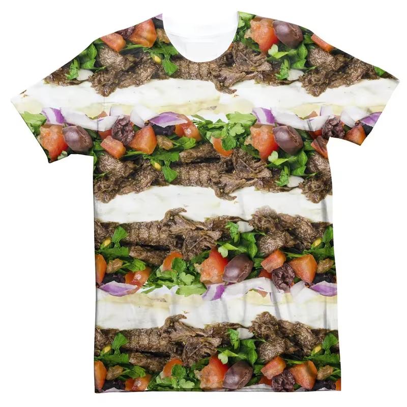 3D Print Funny Fried Chicken T-Shirts Pizza Food Graphic Men's Short Sleeve