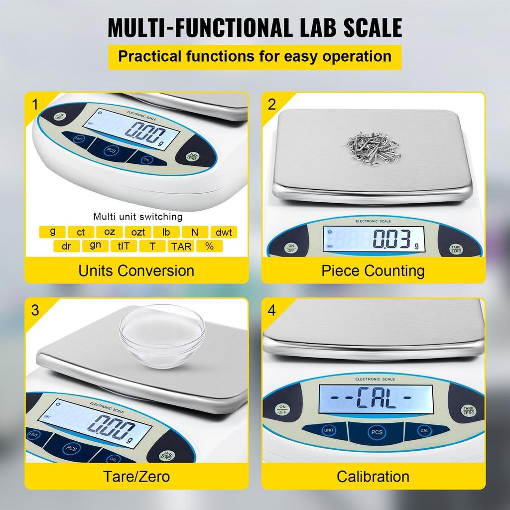 Analytical Balance, 5000g X 0.01g Accuracy Lab Scale, High Precision Electronic Analytical Balance, 13 Units Conversion, Counting Function, LCD
