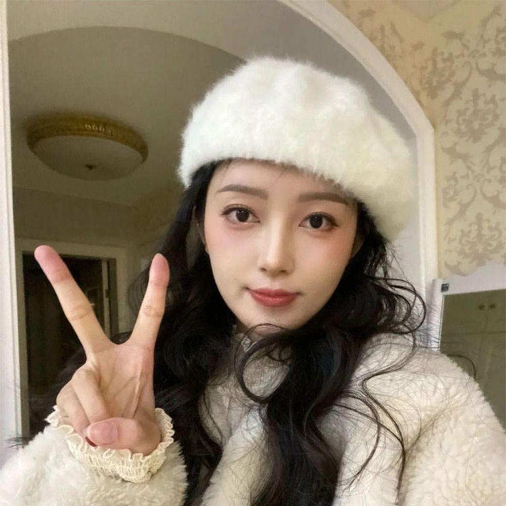 Plush Painter Caps Keep Warm British Beanie Hat Fashion Artist Hat  Autumn