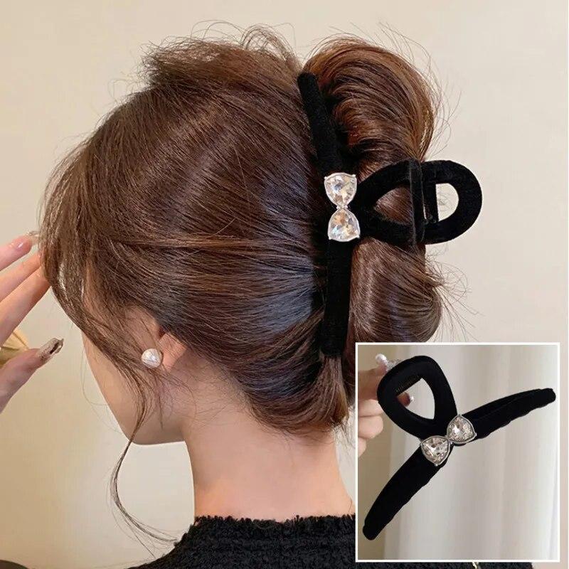 Retro Flocking Star Hair Claw Clip Female Vintage Large Plate Hairpins Barrettes Shark Clip Headdress For Women Hair Accessories