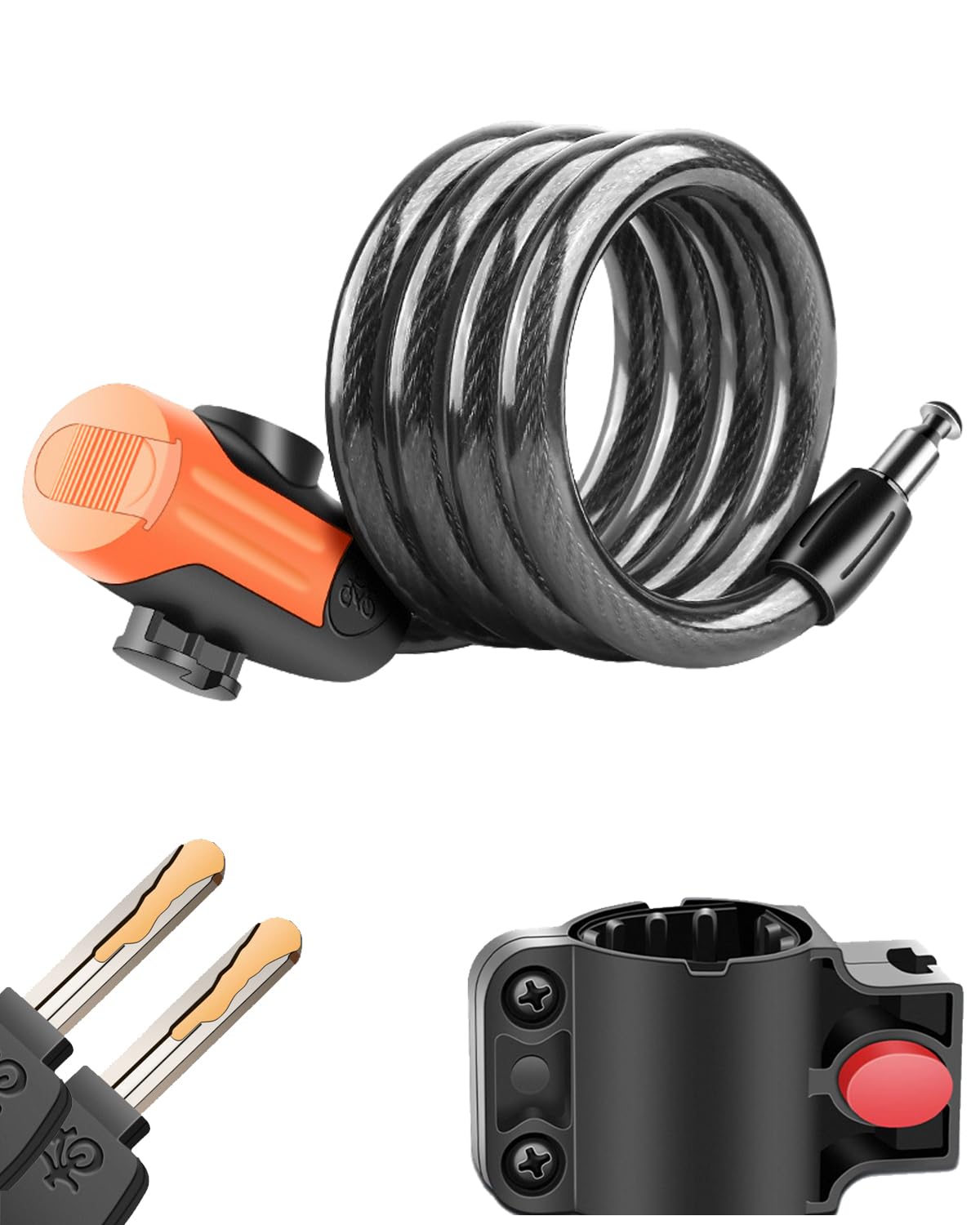 

Bicycle Reinforced Steel Cable 12mm Zinc 120cm for Road and Cross Includes 2 Keys Heavy-Duty Lock, Lock, Anti-Theft, Approx. Cross-Section Diameter,