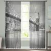 New York City Night Modern Curtains For Living Room Transparent Tulle Curtains Window Sheer For The Bedroom Accessories Decor