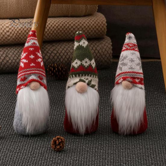 Holiday Decorative Ornaments for Gifts Faceless Gnome Plush Doll, Dwarf Doll with Kitted Hat, Party Decorations Season Christmas Home Decor,