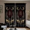 Set Of 2 Viking Shield Raven Wolf Light Blocking Curtains Black Red Gold Polyester Bedroom Living Room Office Curtain For Made Machine Washable
