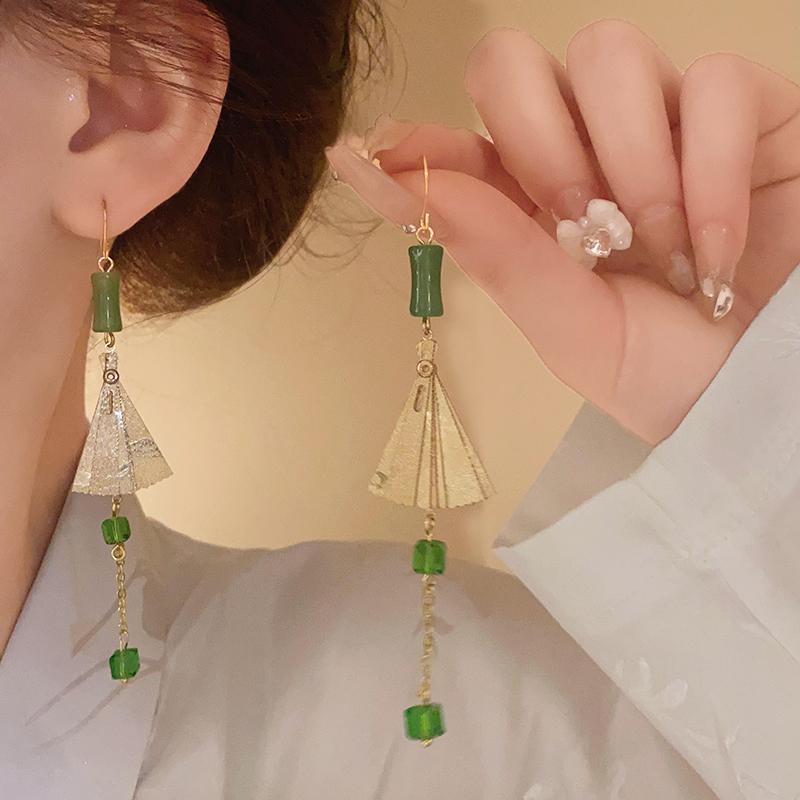 Lelie van de Dal Blad Waterdruppel Hars Hangende Oorbellen Voor Vrouwen Feestjesu Nieuw In Oorbelhaak Vintage Mode Cheongsam Sieraden