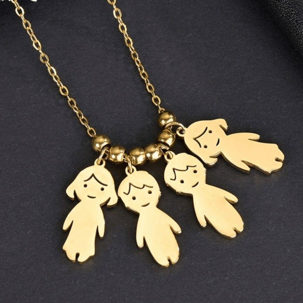Stainless Steel Boy Girl Necklace Pendant Lover Necklace Choker Family Necklace Lovers
