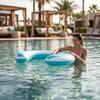 C-Shaped Floatage Striped Inflatable Hoop Bi-Color Water Lounger
