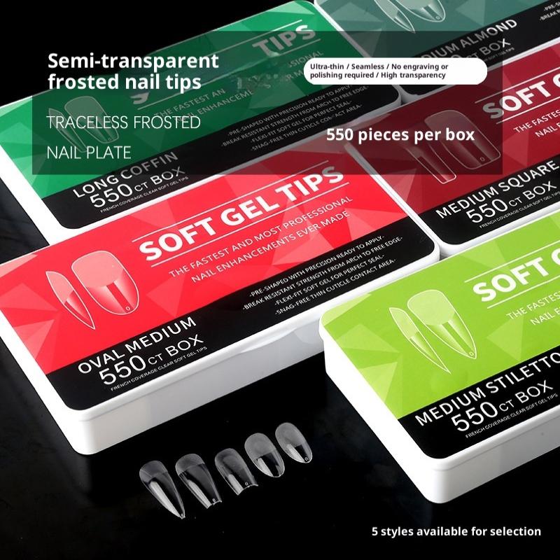 550Pcs Soft Gel Nail Tips Medium Short Almond Coffin Full Cover Matte Extension Tools Acrylic Press On Nail Diy Manicure Decor