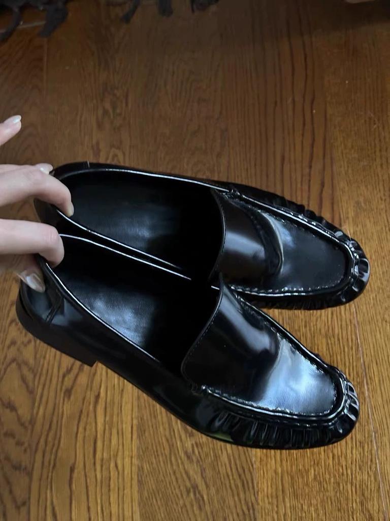 Sheepskin Version~ Retro British Style Round Head Thick Heel One Pedal Loafers Women's 2025 New Small Leather Shoes Single Shoes