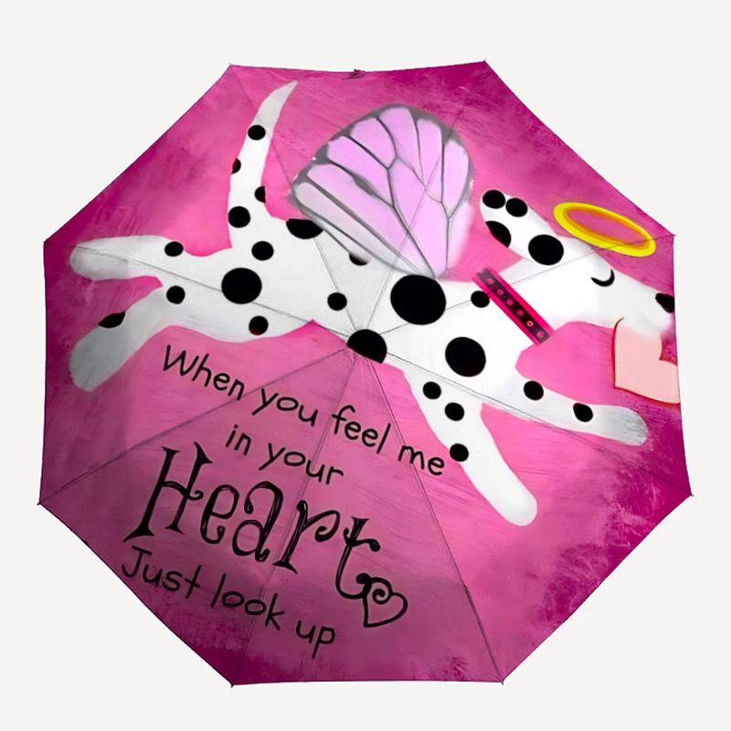 1PC Angel Dog Automatic Open/Close, 8-Rib Durable Frame Compact Travel Umbrella for Men & Women, Birthday/Anniversary Gift 092
