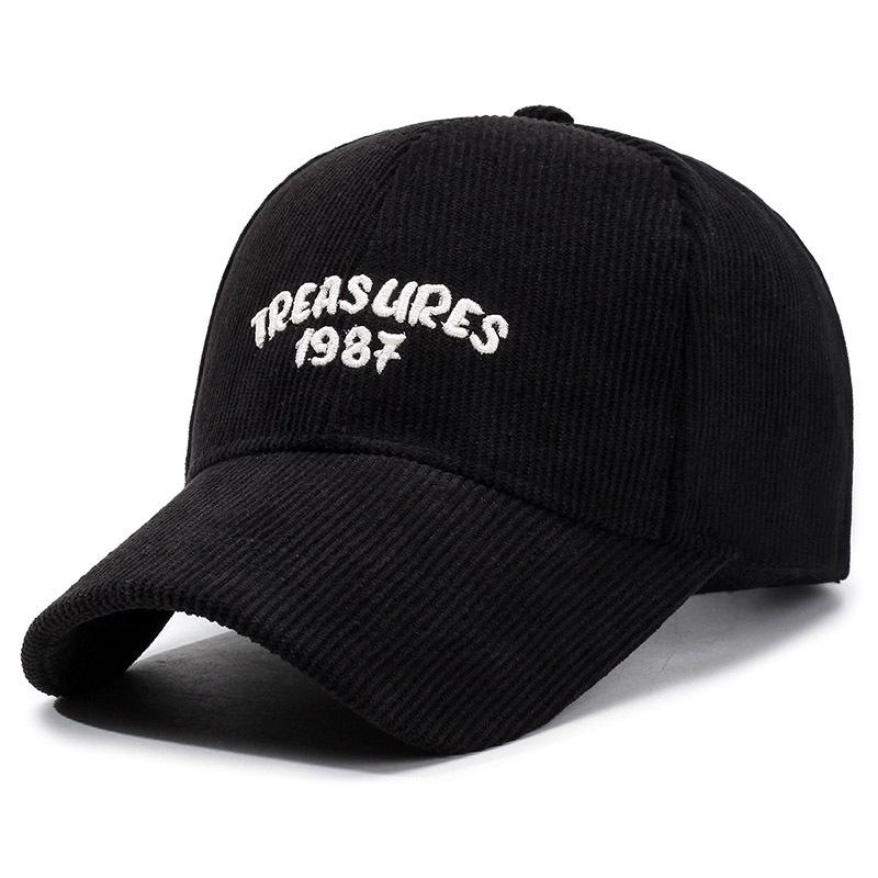New Autumn and Winter Corduroy Solid Color Baseball Hat Outdoor Simple Casual Letter Duck Tongue Cold Warm Men and Women Hat