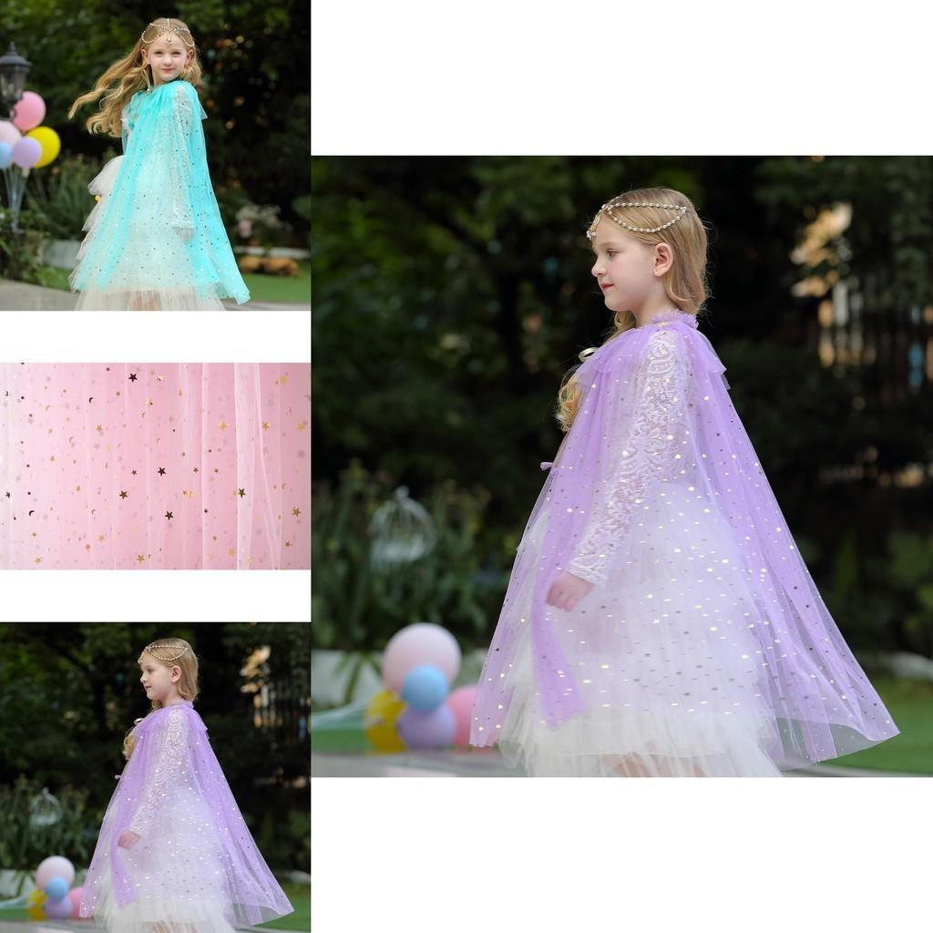 Incantevole Mantello da Fata per Bambina con Glitter Scintillanti per Travestimento da Elsa di Frozen