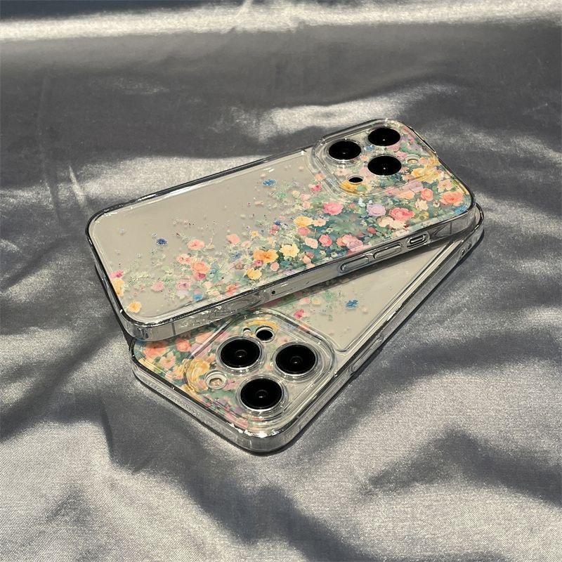 Transparent Mobile Phone Case 15 for IPhone16 Full Screen Floral Protective Cover 13 for Apple 11 Space Soft Shell 12 Anti-fall