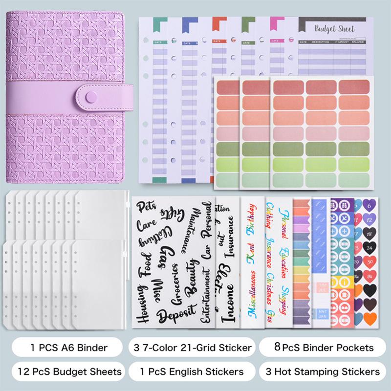 Budget Binder Cash Envelopes A6 Money Saving Binder with Zipper envelopes,Macaron-themed Cash Budget Ledger and Financial Planning Gift Set