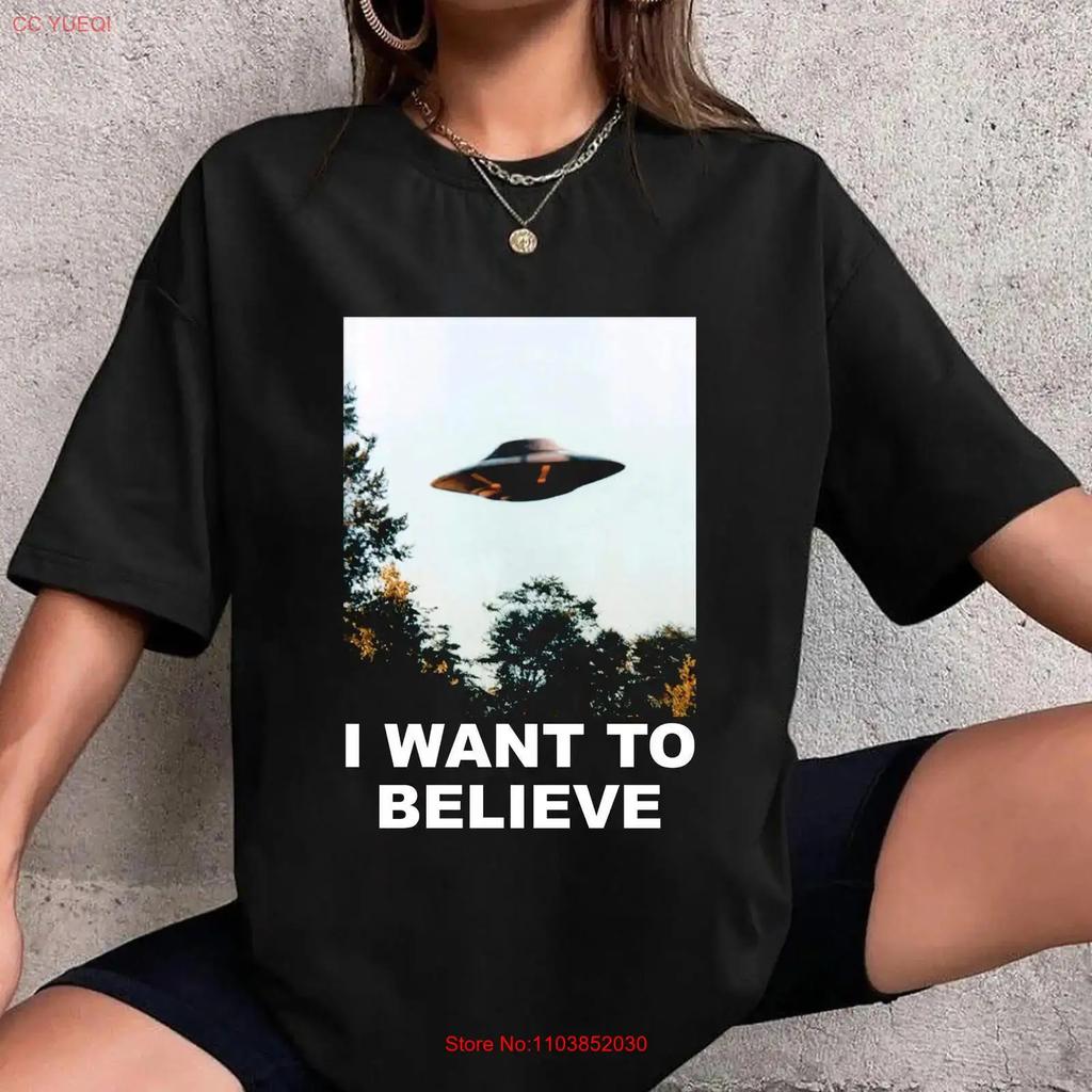La Maglietta X Files I Want To Believe Per Fan Film Vintage Alieni Ufo Moda Vintage Unisex Elastica Comoda