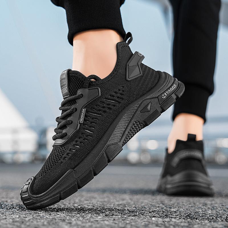 

Net shoes 2025 new summer breathable thin outdoor casual shoes flying weaving sports fashion campus style student shoes 44 чорний