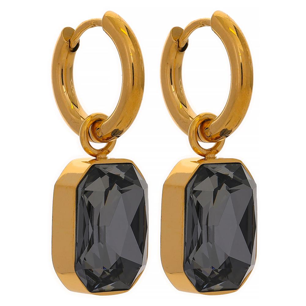 

Yhpup Stainless Steel Cubic Zirconia Drop Dangle Charms Trendy Earrings 18k-gold-plated Green Square Geometric Earring Jewelry