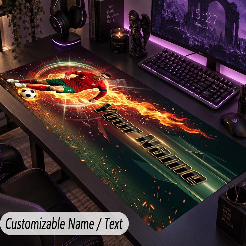 Large Mouse PadCristiano Ronaldo Custom Name Text Personalized Desk Mat Non Slip Gaming Pad