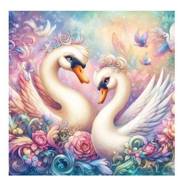 DIY Diamond Painting New 2024 White Swan Lover Full Square Round Diamond Mosaic Embroidery Animal Art Stitch Home Decoration Craft Kit Gift