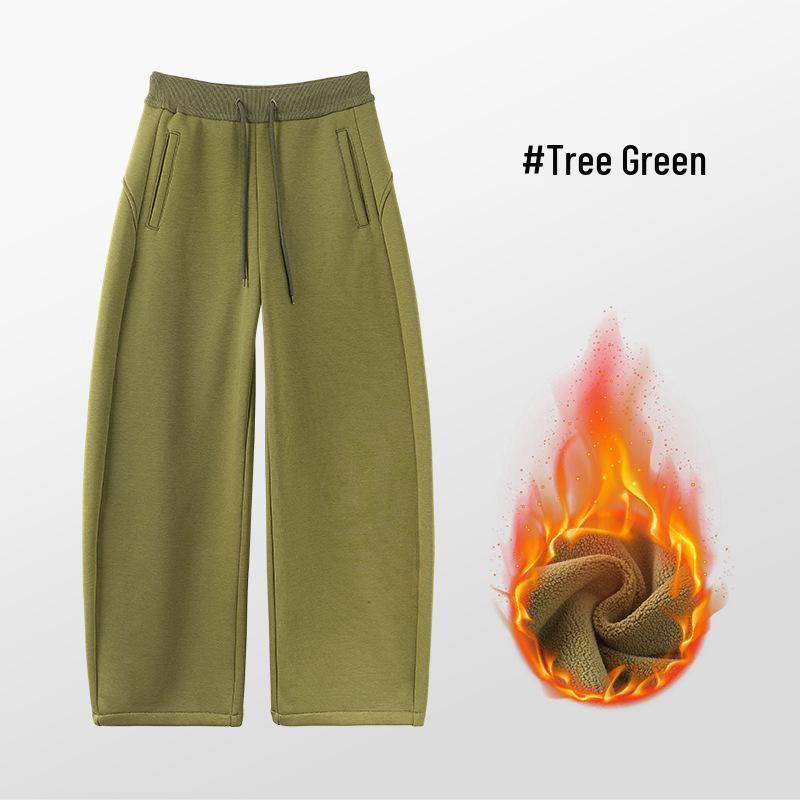 

Velvet Curved Blade Wide-Leg Pants - Women s High Waist, Slimming, Loose Fit for Autumn/Winter 2025 Tree Green Plus Velvet Regular