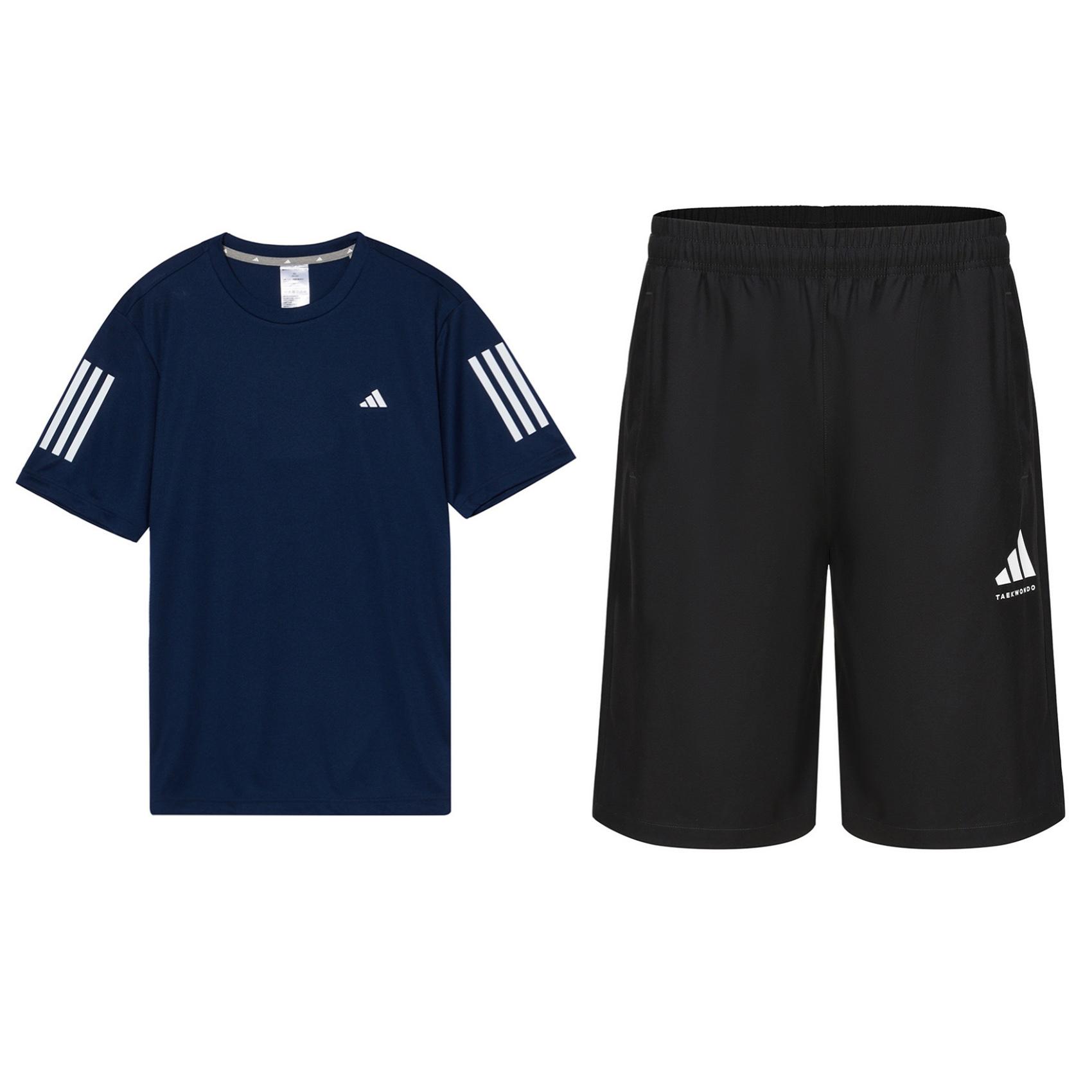 

Adidas Outdoor Comfortable Breathable Short Sleeve Five-Point Pants Casual Sports Set Men sets IN6633+S21ATMSH3T-BW S