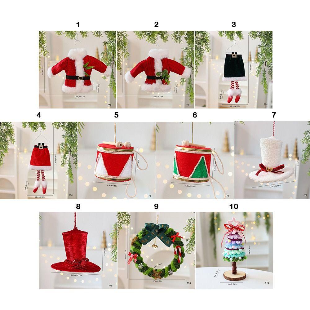Multicolor Christmas Hanging Decoration Cloth Knitting Santa Coat Drop Ornament Drum Hat Hanging Scene Decoration Pendant