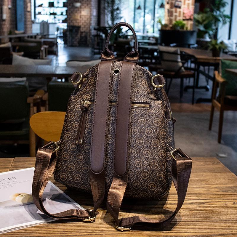 Large Capacity Leisure Travel Backpack Simple Print Commuter Backpack Popular Retro Premium Texture Women's Bag
