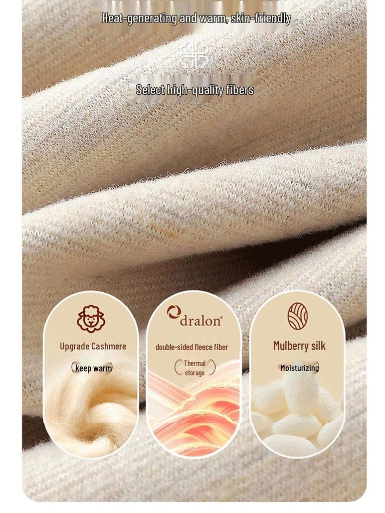 2025 Cashmere Silk Warm Underwear Set: Men's & Women's Autumn/Winter Wool Base Layer