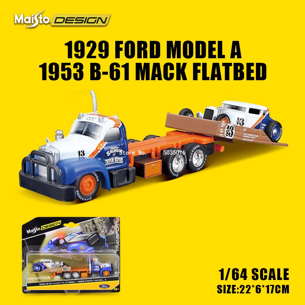 AAAOO1 Maisto 1:64 FLATBED/1988 BMW M3 E30 1965 FORD MUSTANG elite transport Die-casting car model collection gift toy