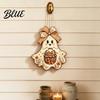 Autumn Porch Hanging Ornament Cute Bow Ghost Sign Rustic Retro Floral Door Sign with Pumpkin Outdoor Fall Entryway Basket Vintage Halloween