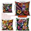 2D Vintage Hummingbird Floral Throw Pillow Covers Pattern Cushion Cover Suitable For Sofa Bedroom Car Pillow Cover