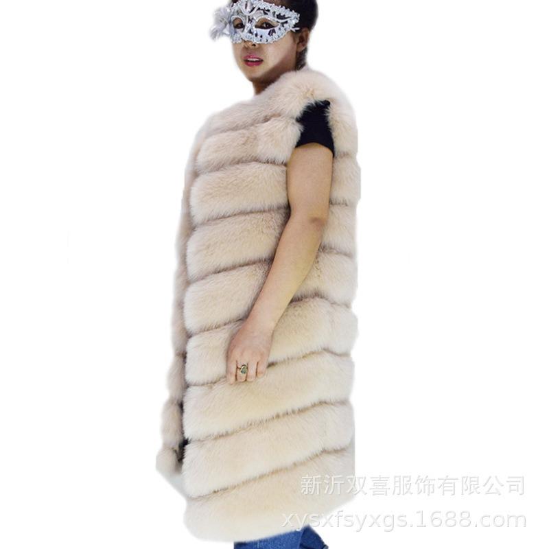 S-10XL New Artificial Fur Vest Women's Long Casual Trend Imitation Fox Fur Coat