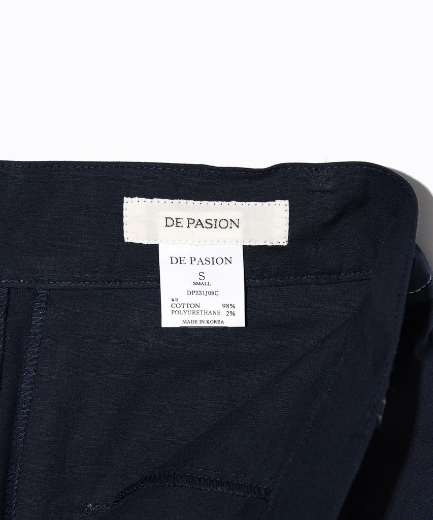 DEPASION High-Waisted Fluttered Wide Pants (Navy)