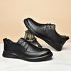 Men's Shoes 2025 Summer New Fashion Waterproof Non-slip Thick-soled Shock-absorbing Lace-up Men's Black Business Leather Shoes