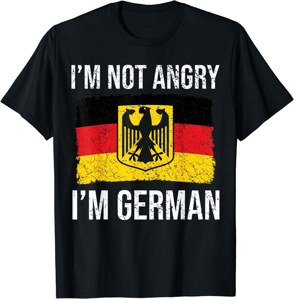 NEW LIMITED! Funny I'm Not Angry I'm German Oktoberfest Cotton Tee - MADE IN USA