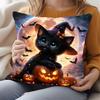 1pc Halloween Witch Cat Pillowcase, Soft and Comfortable Polyester Short Plush Fabric, Single-sided Print, Does Not Include Pillow Insert. Multiple Si