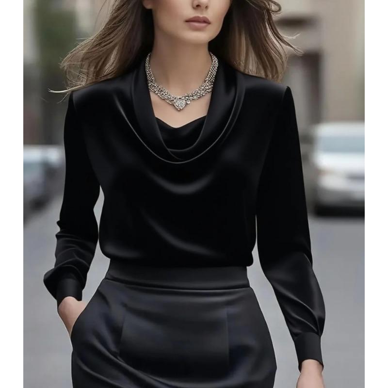 DAFIFY Damenmode, lässig, Frühling und Herbst, einfarbig, langärmelig, Blusen und Hemden