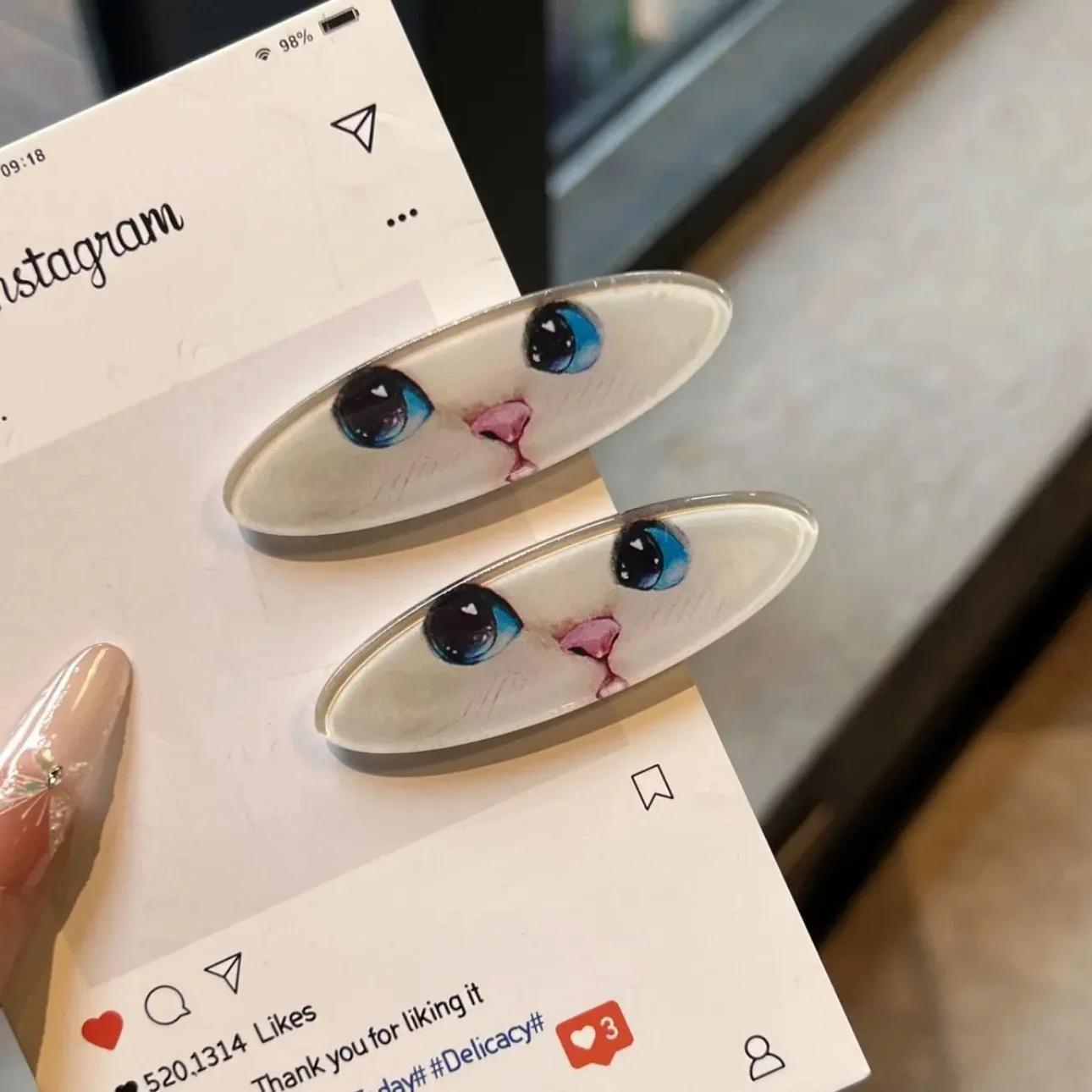 

Cute Oval Small Cat Barrettes for Women Girls Personality Sweet Hair Clips Bangs Side Barrettes Fashion Y2K Hair Accessories