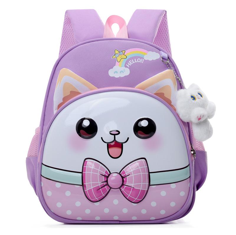 Kindergarten Baby Schoolbag Cartoon Cute Bunny Boys And Girls Backpack Cute Kitten Pendant Children'S Backpack