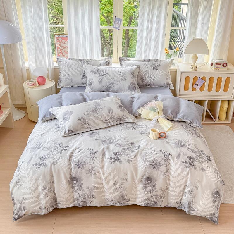 Pure Cotton Four-piece Set Thick Brushed Small Fresh Cotton Bed Sheet Quilt Cover Bed Sheet Dormitory Three-piece Set