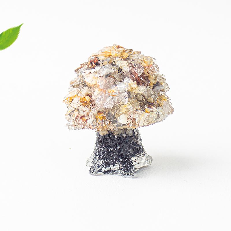 1Pc Natural  Stone Mushroom Tree Statue Reiki Stone Figurine Home Office Decoration