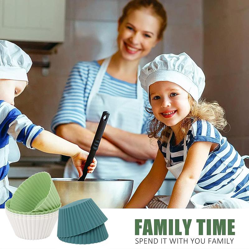 12Pcs Silicone Muffin Cupcake Cup Liners Round Baking Mold Christmas Home Kitchen Supplies Birthday Party Cake Decorating Tools