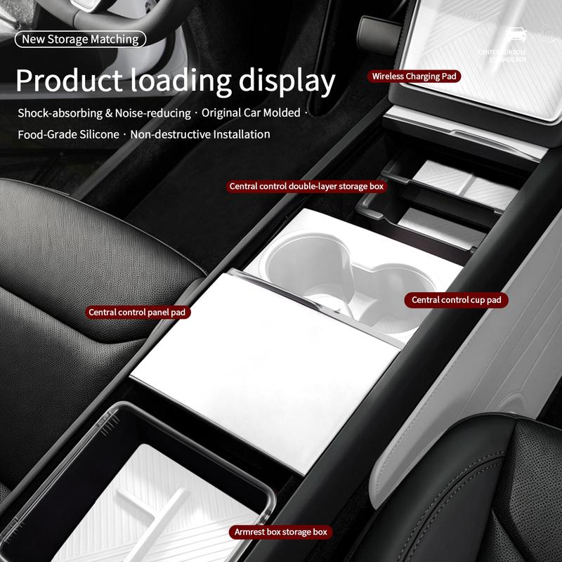 For Tesla Model 3 Highland / Y Juniper / YL Center Console Armrest Storage Box Hidden Storage Box Car Interior Tuning Accessory
