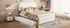 140*200Cm flat bed, upholstered, with practical pull-out rolling bed, minimalist design, white