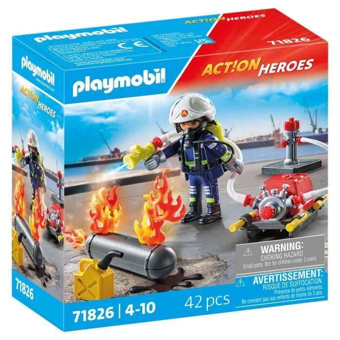 PLAYMOBIL 71826 Pompier pompe à eau & réservoir enflammé