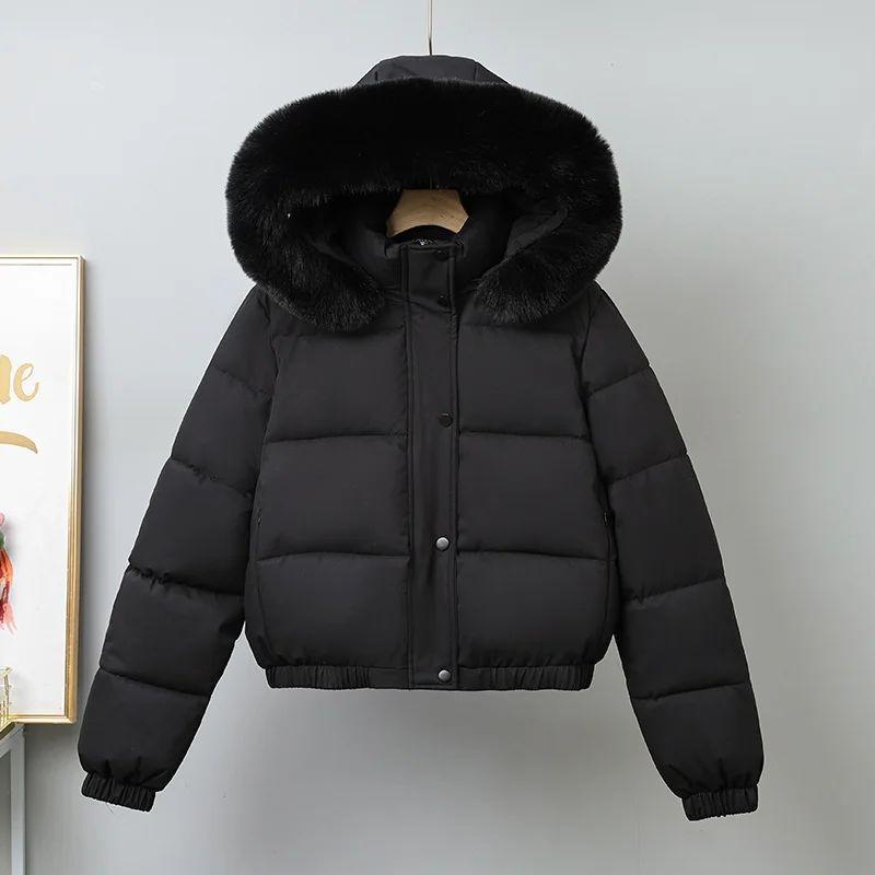 Elegant Trendy Thicken Parkas Women Long Sleeve Zipper Hooded Coat Autumn Winter Korean Style Velevt Outerwear