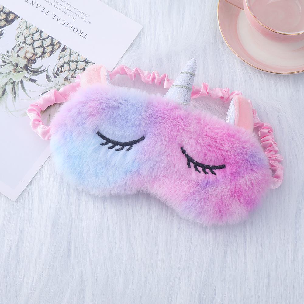 Unicorn Ears Plush Eye Mask with Embroidered Rabbit Design for Sleep Shading