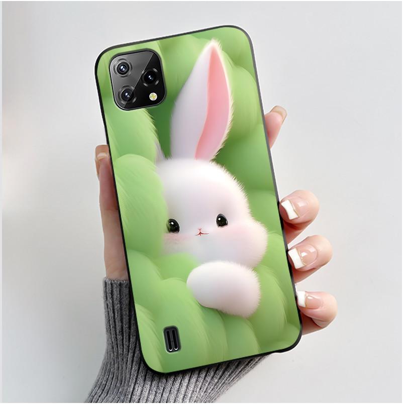 For Blackview A55 Case Oscal C60 Back Cover Luxury Cute Love Rabbit Funny Pattern Black TPU Soft Silicone Protective Phone Case