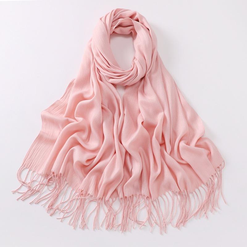 Autumn and winter various solid color imitation cashmere scarves women's monochrome thickened warm fringed shawl scarf scarf bright red scarf