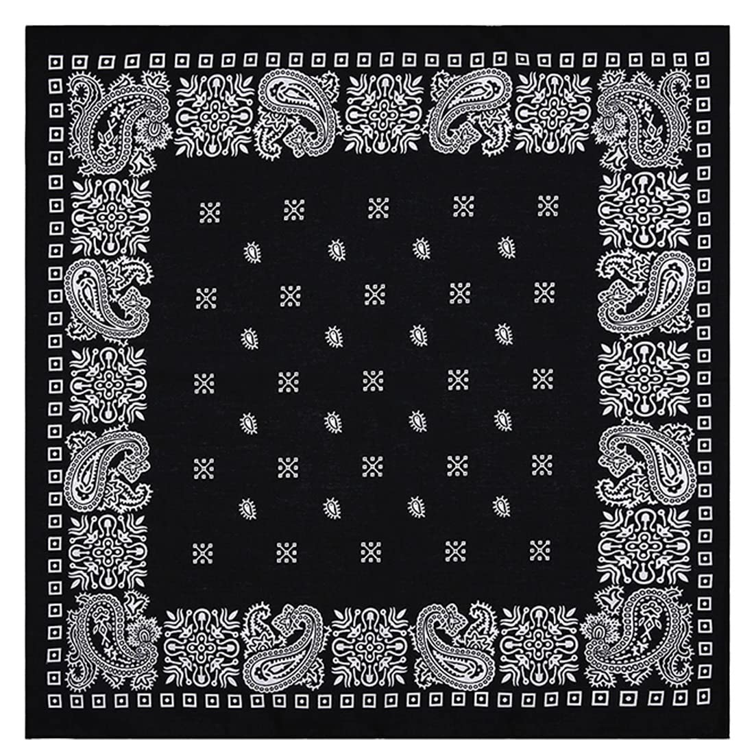 Trifong bandana black unisex cotton 100% cotton cashew paisley men s black 55cm x 55cm